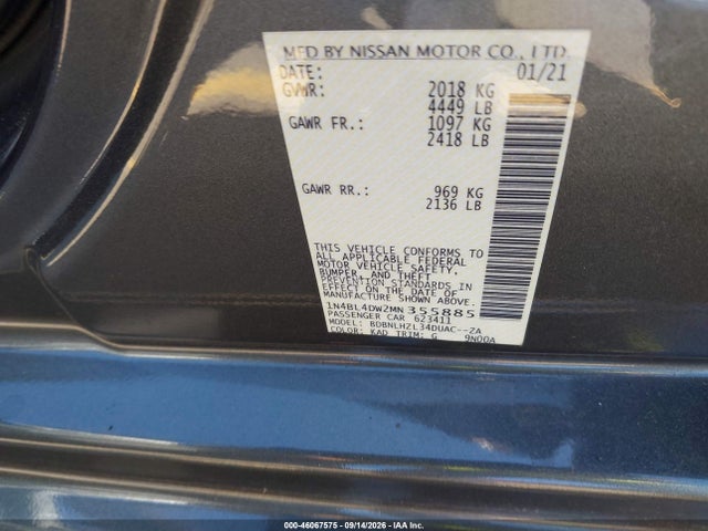 2021 NISSAN ALTIMA SV INTELLIGENT AWD 9
