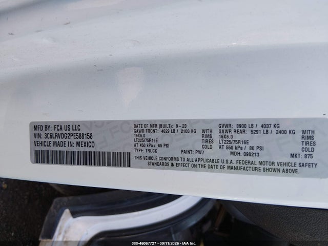 2023 RAM PROMASTER 2500 HIGH ROOF 159 WB 9