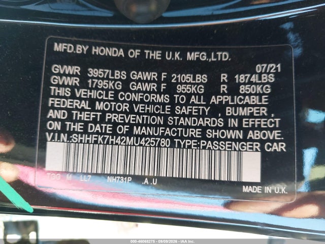 2021 HONDA CIVIC SPORT 9
