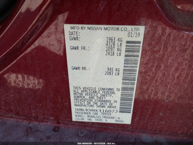 2019 NISSAN ALTIMA 2.5 SR 9