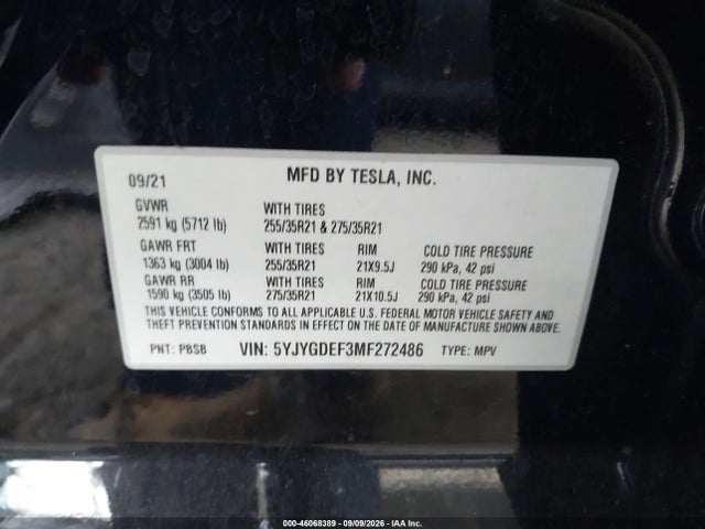 2021 TESLA MODEL Y PERFORMANCE DUAL MOTOR ALL-WHEEL DRIVE 9