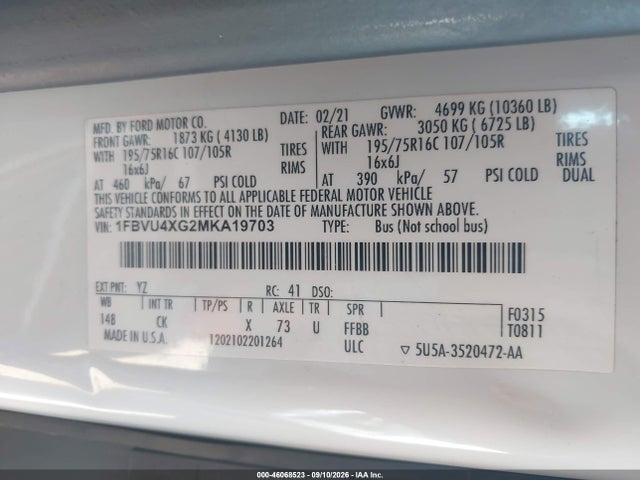 2021 FORD TRANSIT-350 PASSENGER VAN XLT 8