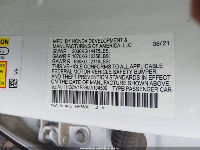 2021 HONDA ACCORD SPORT 9