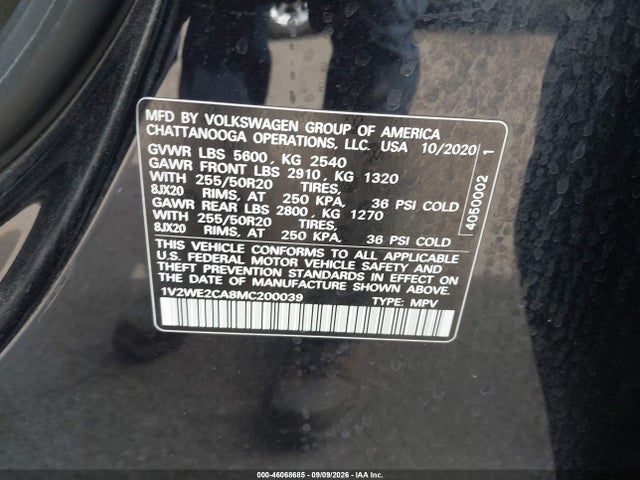 2021 VOLKSWAGEN ATLAS CROSS SPORT 3.6L V6 SE W/TECHNOLOGY 9