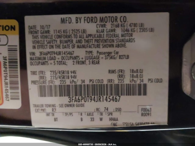 2018 FORD FUSION SE 9