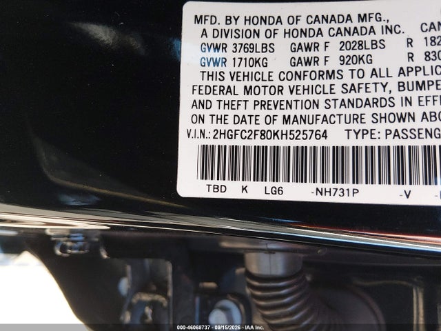 2019 HONDA CIVIC SPORT 9