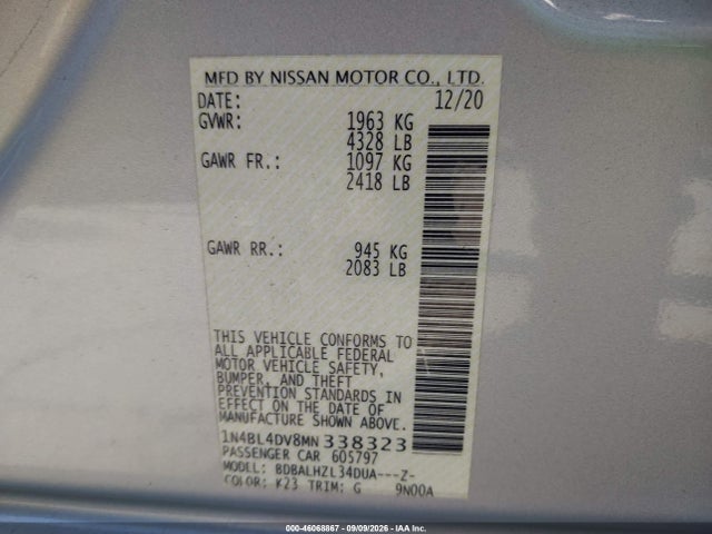 2021 NISSAN ALTIMA SV FWD 9
