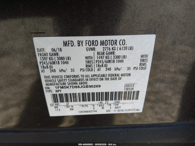 2018 FORD EXPLORER XLT 9