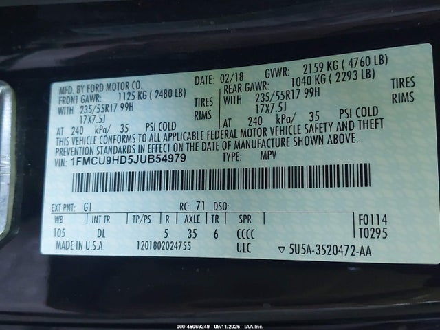 2018 FORD ESCAPE SEL 9