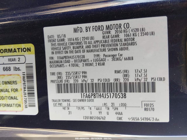 2018 FORD MUSTANG ECOBOOST 9