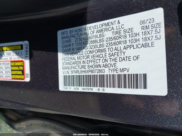 2023 HONDA ODYSSEY EX-L 9