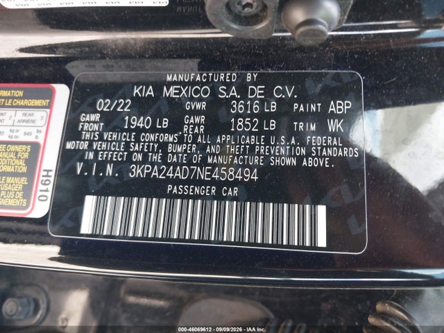2022 KIA RIO S 9