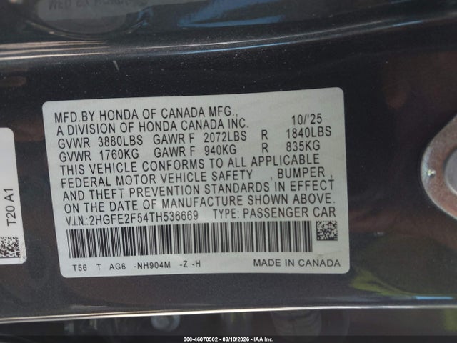 2026 HONDA CIVIC SPORT 9