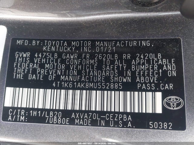 2021 TOYOTA CAMRY XSE 9