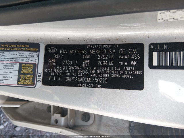 2021 KIA FORTE LXS 9