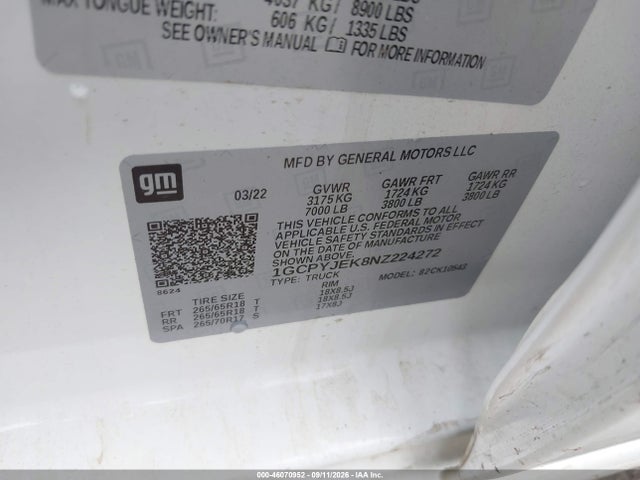 2022 CHEVROLET SILVERADO 1500 LTD 4WD SHORT BED LT WITH 2FL 9