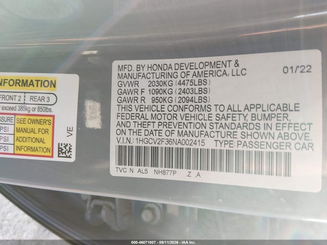 2022 HONDA ACCORD SPORT 2.0T 9