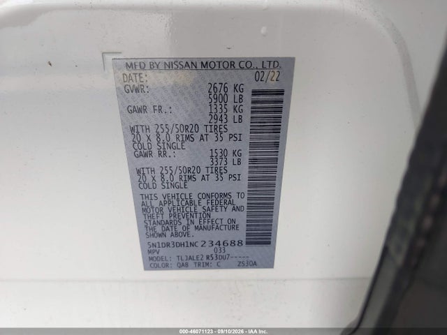 2022 NISSAN PATHFINDER PLATINUM 2WD 9