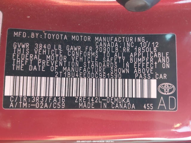 2013 Toyota COROLLA L photo 9
