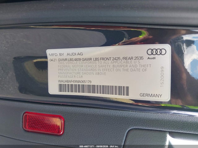 2021 AUDI A4 PREMIUM 40 TFSI QUATTRO S TRONIC 9