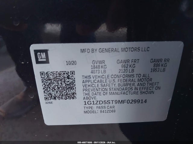 2021 CHEVROLET MALIBU FWD LT 9