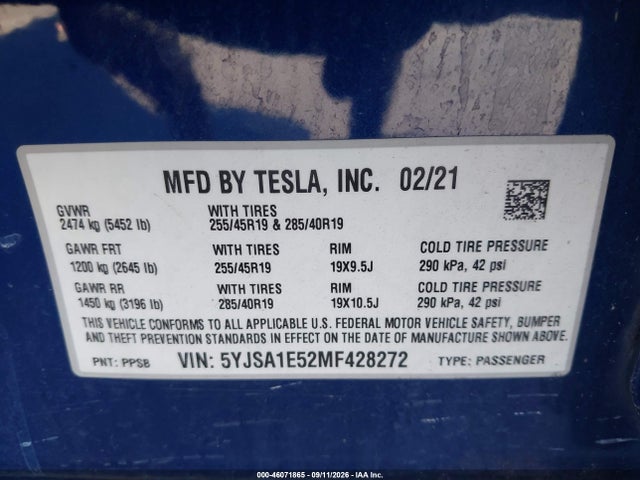 2021 TESLA MODEL S LONG RANGE DUAL MOTOR ALL-WHEEL DRIVE 9