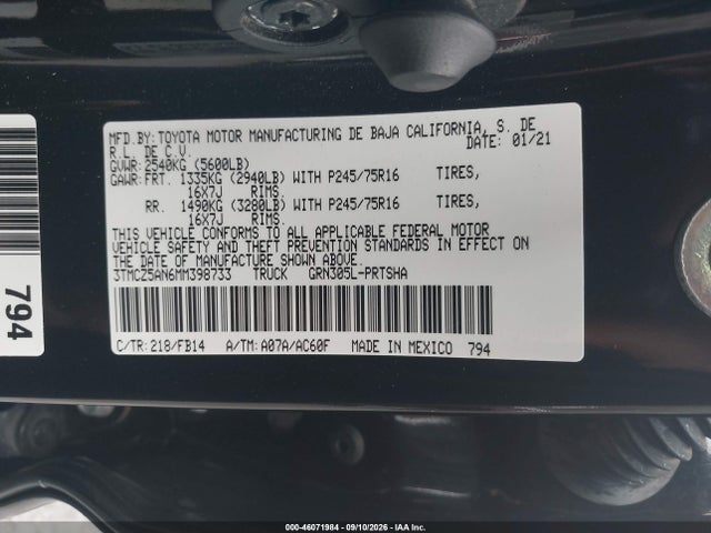 2021 TOYOTA TACOMA SR V6 9