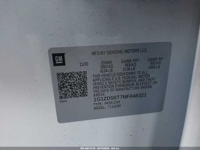 2021 CHEVROLET MALIBU FWD LT 9