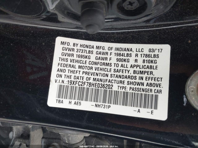 2017 HONDA CIVIC EX 9