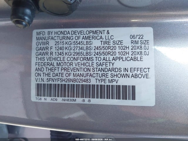 2022 HONDA PILOT 2WD SPECIAL EDITION 9
