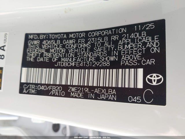 2026 TOYOTA COROLLA HYBRID HYBRID LE 9