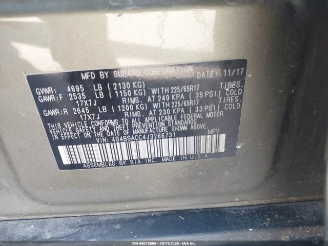 2018 SUBARU OUTBACK 2.5I PREMIUM 9