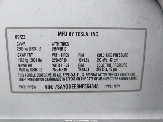 2022 TESLA MODEL Y LONG RANGE DUAL MOTOR ALL-WHEEL DRIVE 9