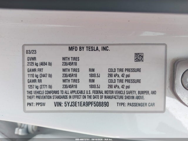 2023 TESLA MODEL 3 REAR-WHEEL DRIVE 9