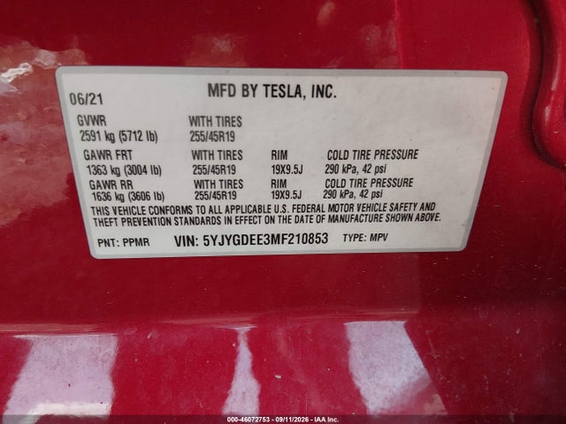 2021 TESLA MODEL Y LONG RANGE DUAL MOTOR ALL-WHEEL DRIVE 9