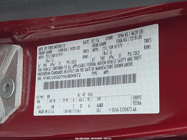 2017 FORD ESCAPE SE 9