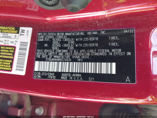 2022 TOYOTA HIGHLANDER HYBRID XLE 9