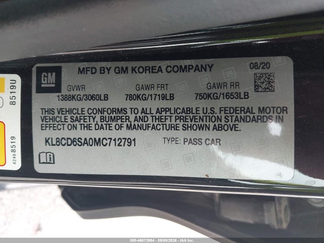 2021 CHEVROLET SPARK FWD 1LT AUTOMATIC 9