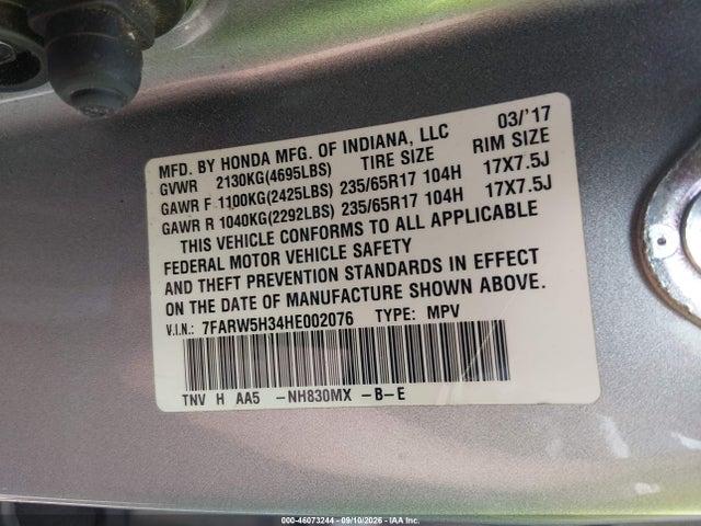 2017 HONDA CR-V LX 9