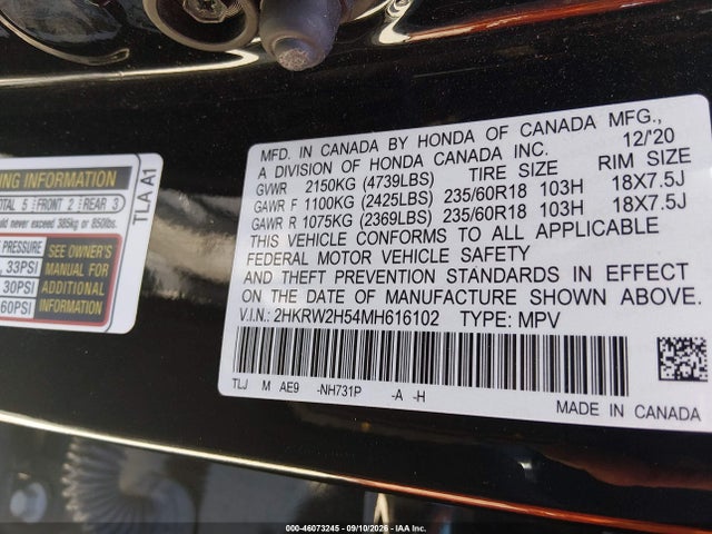 2021 HONDA CR-V AWD EX 9
