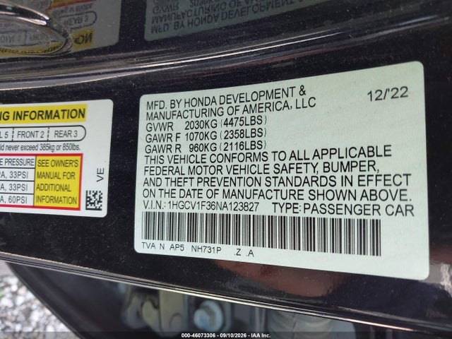 2022 HONDA ACCORD SPORT 9
