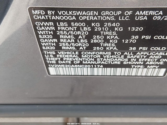 2022 VOLKSWAGEN ATLAS CROSS SPORT 3.6L V6 SE W/TECHNOLOGY 9