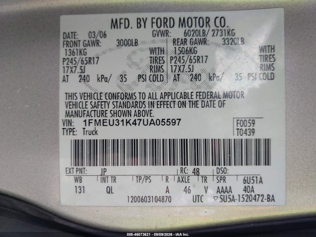 2007 FORD EXPLORER SPORT TRAC XLT 照片 9