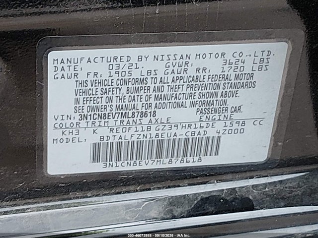 2021 NISSAN VERSA SV XTRONIC CVT 9