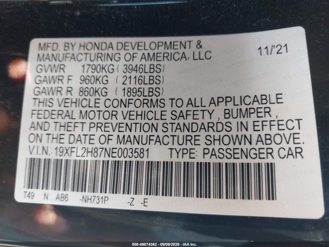 2022 HONDA CIVIC SPORT 9