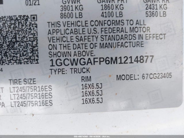 2021 CHEVROLET EXPRESS CARGO RWD 2500 REGULAR WHEELBASE WT 9