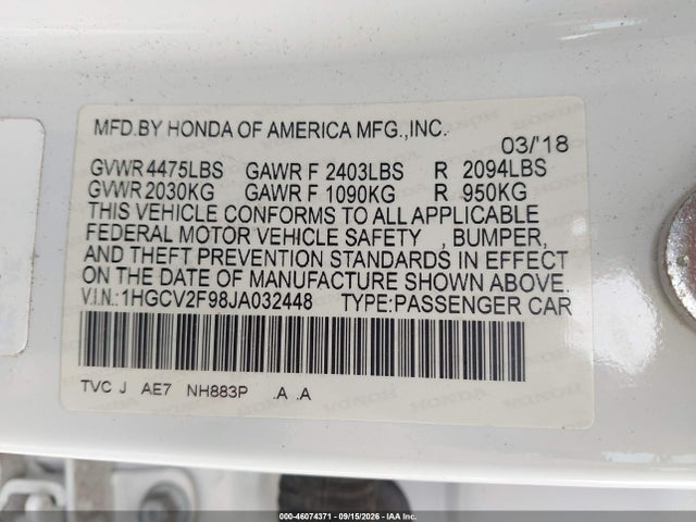 2018 HONDA ACCORD TOURING 2.0T 9