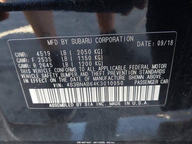 2019 SUBARU LEGACY 2.5I 9