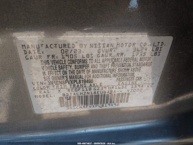 2023 NISSAN VERSA 1.6 SR XTRONIC CVT 9