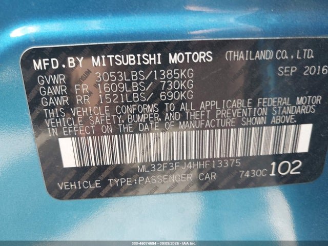 2017 MITSUBISHI MIRAGE G4 ES 9